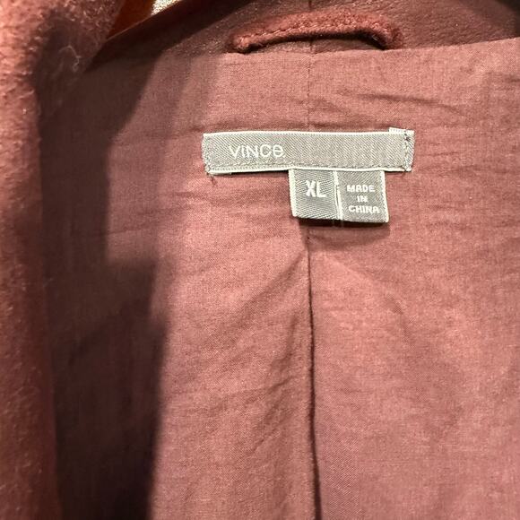 VINCE Brown Leather Draped Zip Moto Jacket Cashwool Chocolate Brown Size XL - Picture 8 of 16